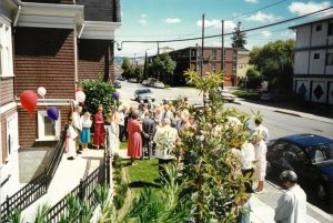 On August 24, 1997, scores of community members gathered after worship to dedicate the church’s new accessible ramp, restroom, and drinking fountain with a ribbon-cutting ceremony.